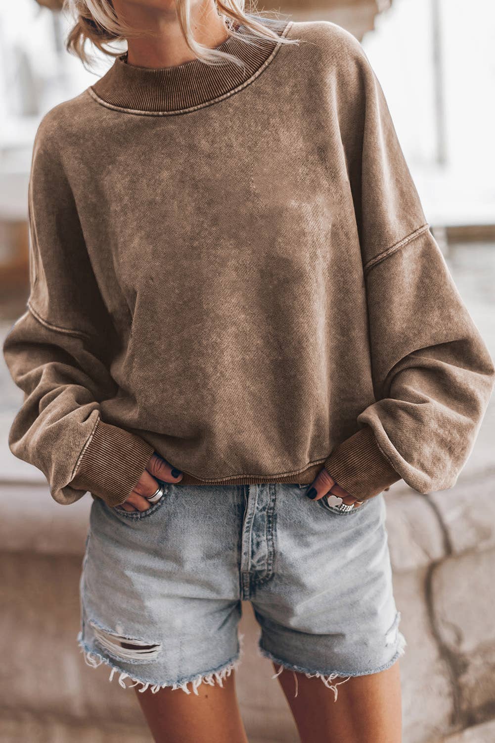 Drop Shoulder Crew Neck Sweatshirt