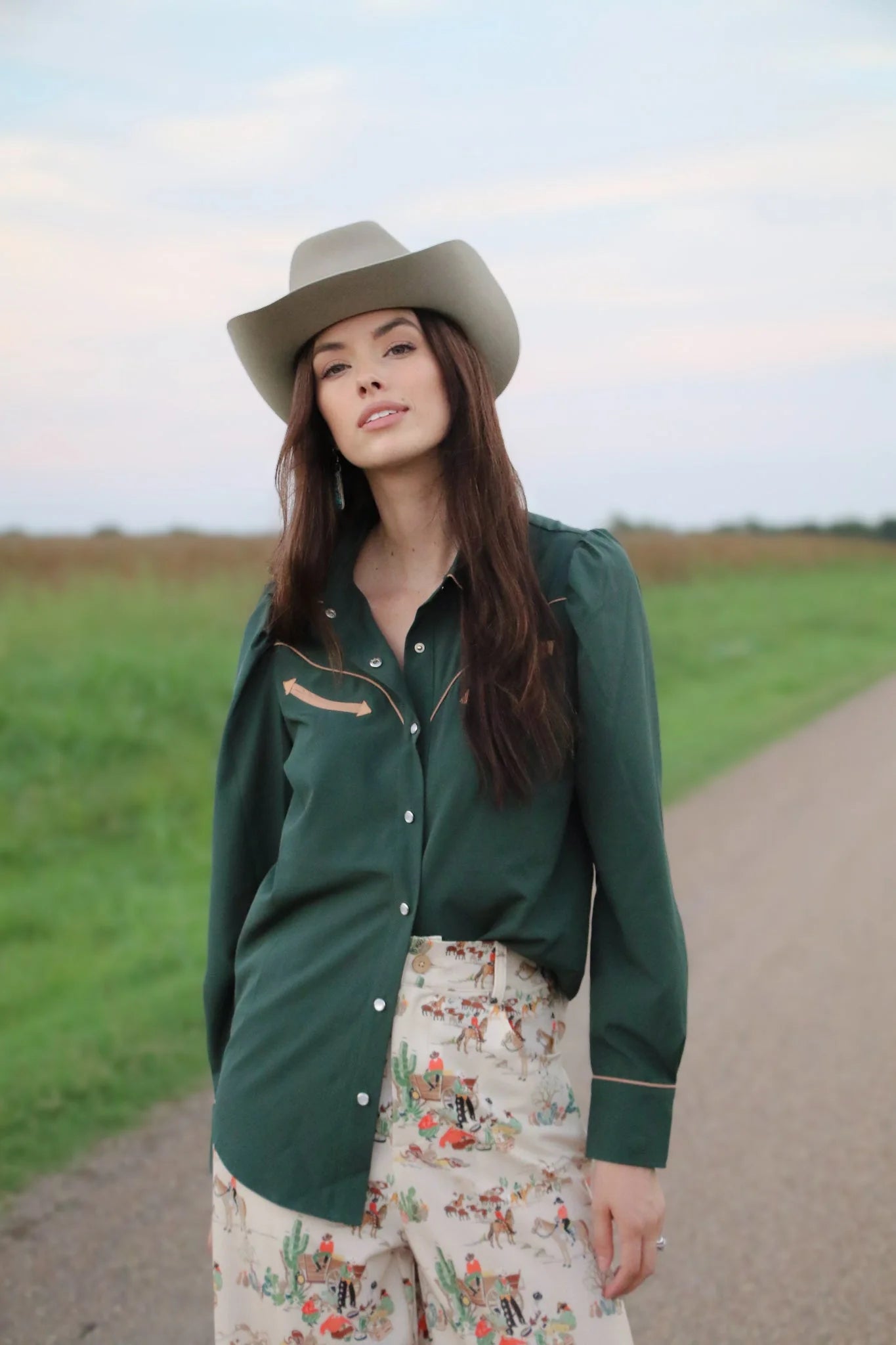 Long Sleeve Puff Pearl Snap