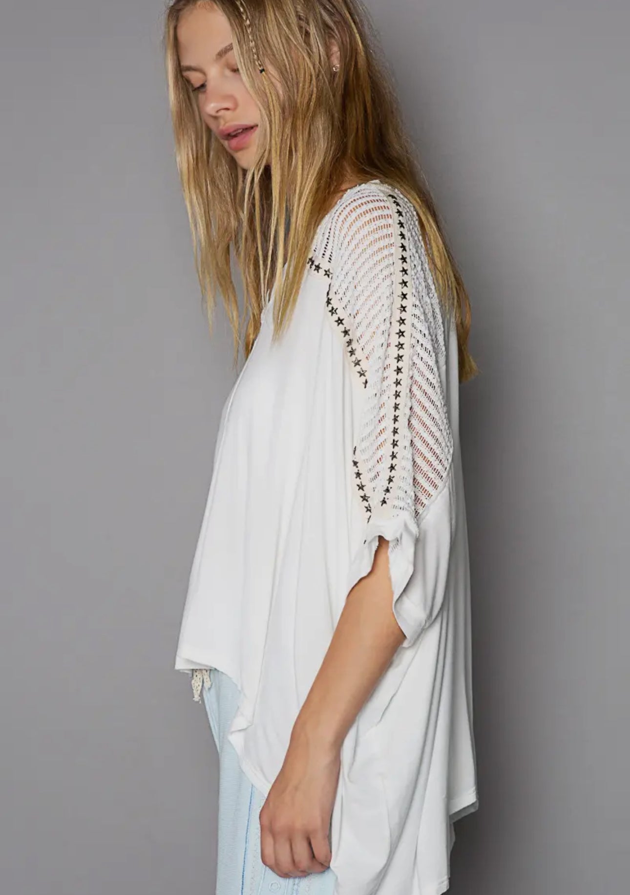 POL Crochet Lace Studded Top