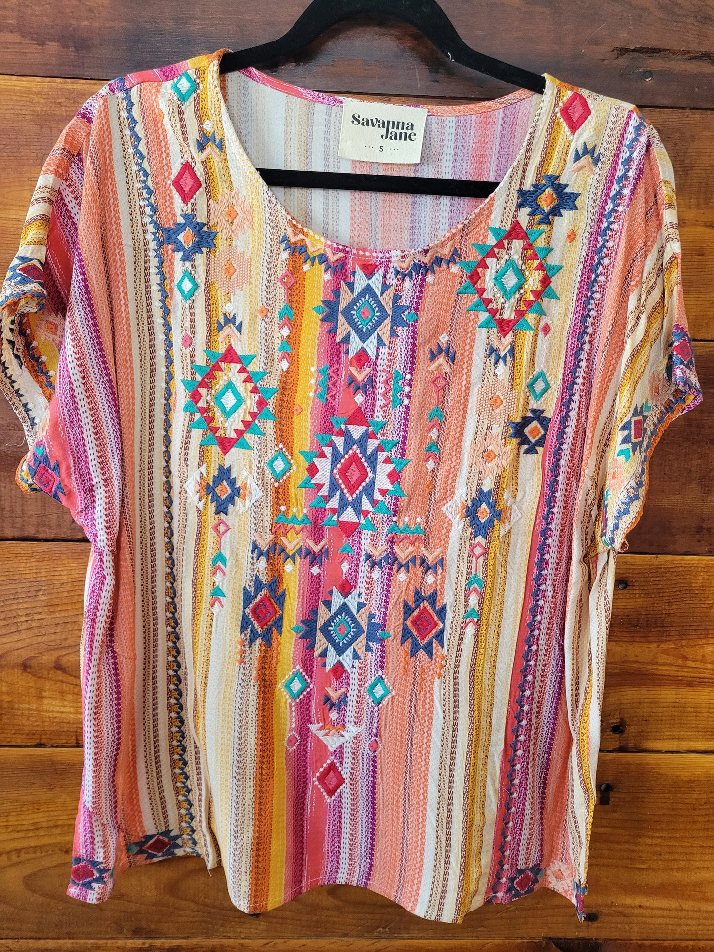 Aztec Embroidered Top