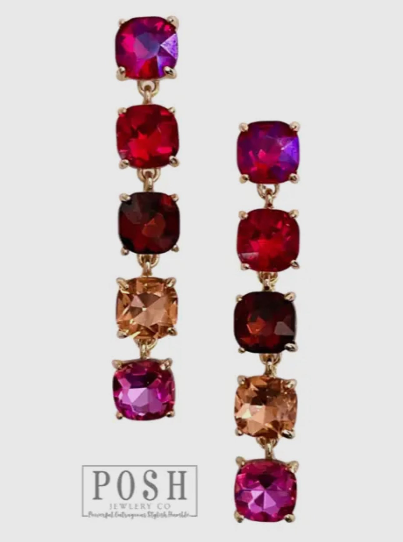 Square Rhinestone Drop Earring