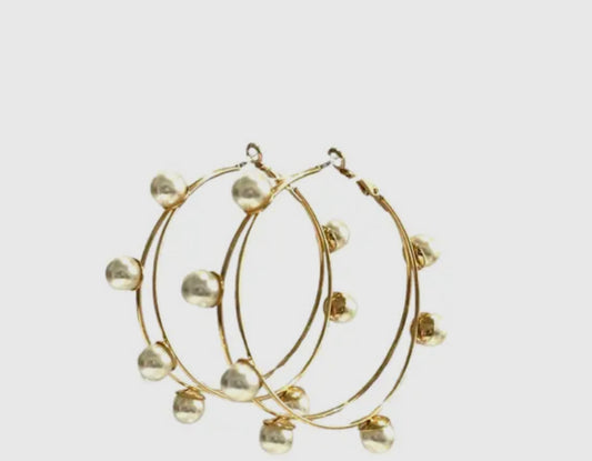 Pearl Bead Hoop Earrings