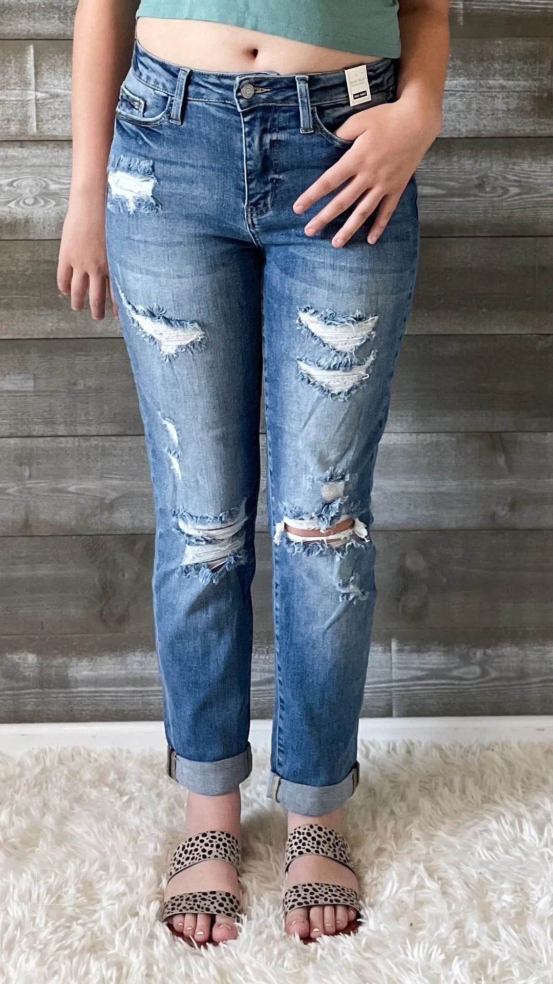 Judy Blue Hi-Waist Cuffed Boyfriend Jean