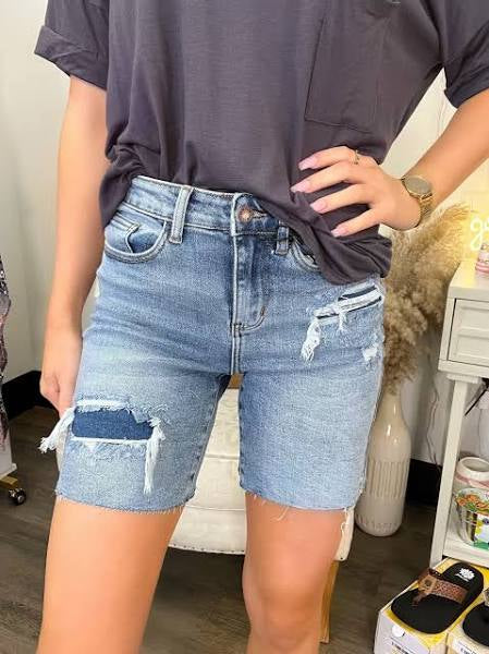 Judy Blue Denim Patch Shorts