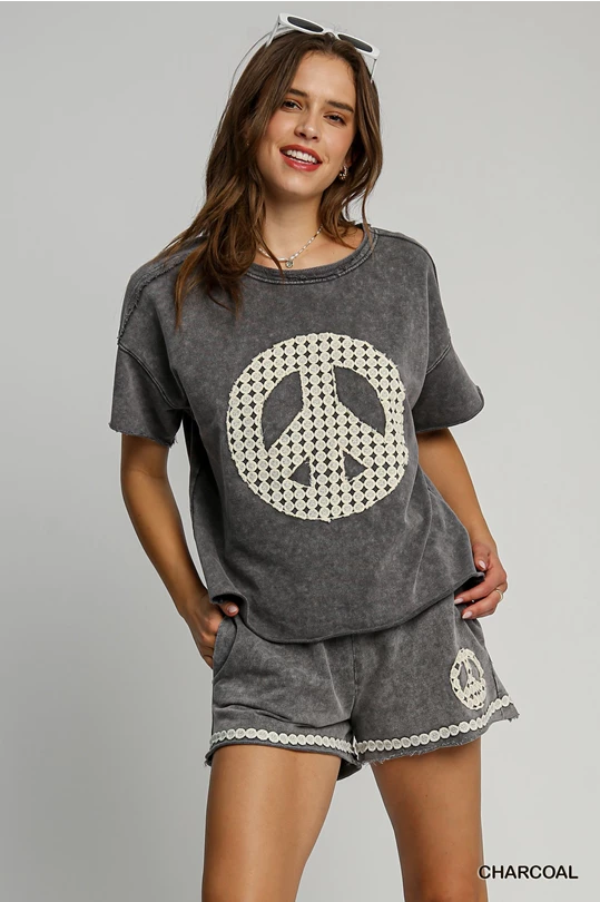 Lace Peace Sign Top