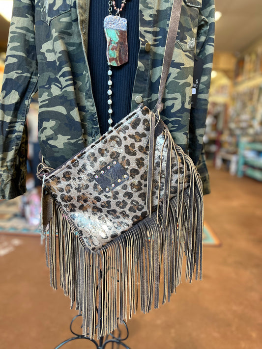 Leopard Print Fringe Crossbody