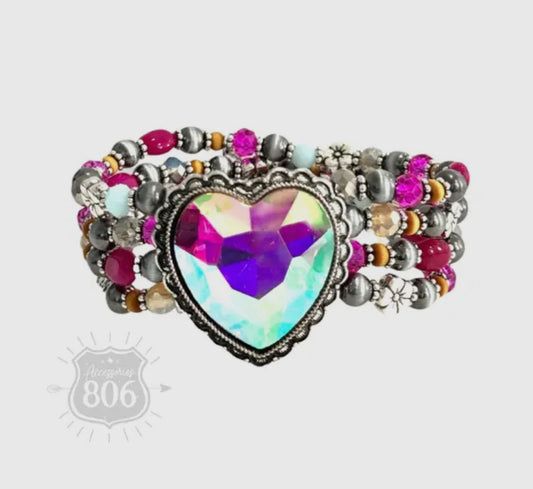 Rhinestone Heart Bracelet