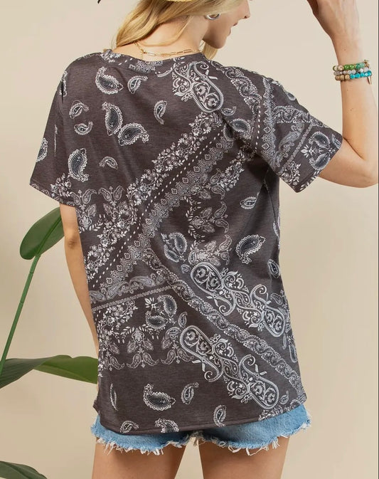 Bandana Print Short Sleeve T-Shirt