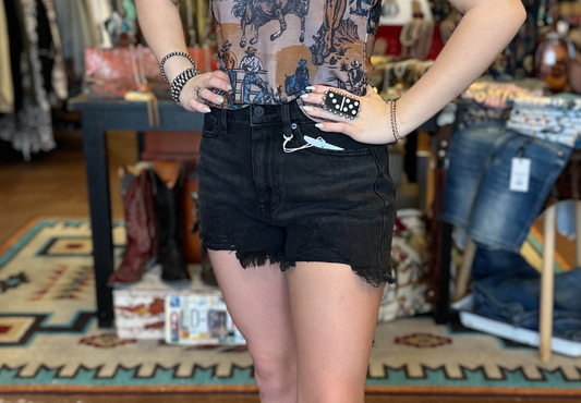 Black Kancan Denim Shorts