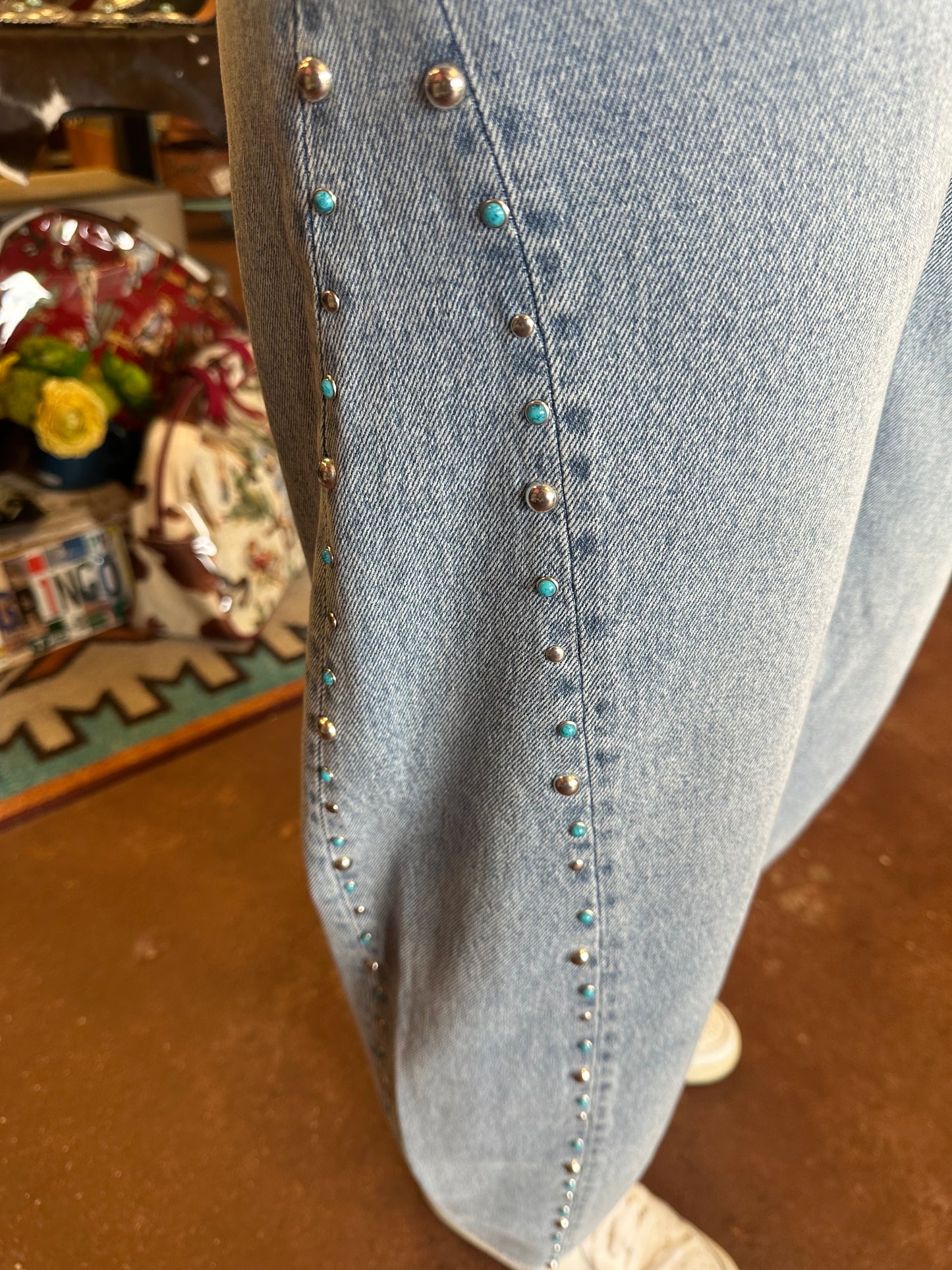 Driftwood Turquoise Barrel Jeans