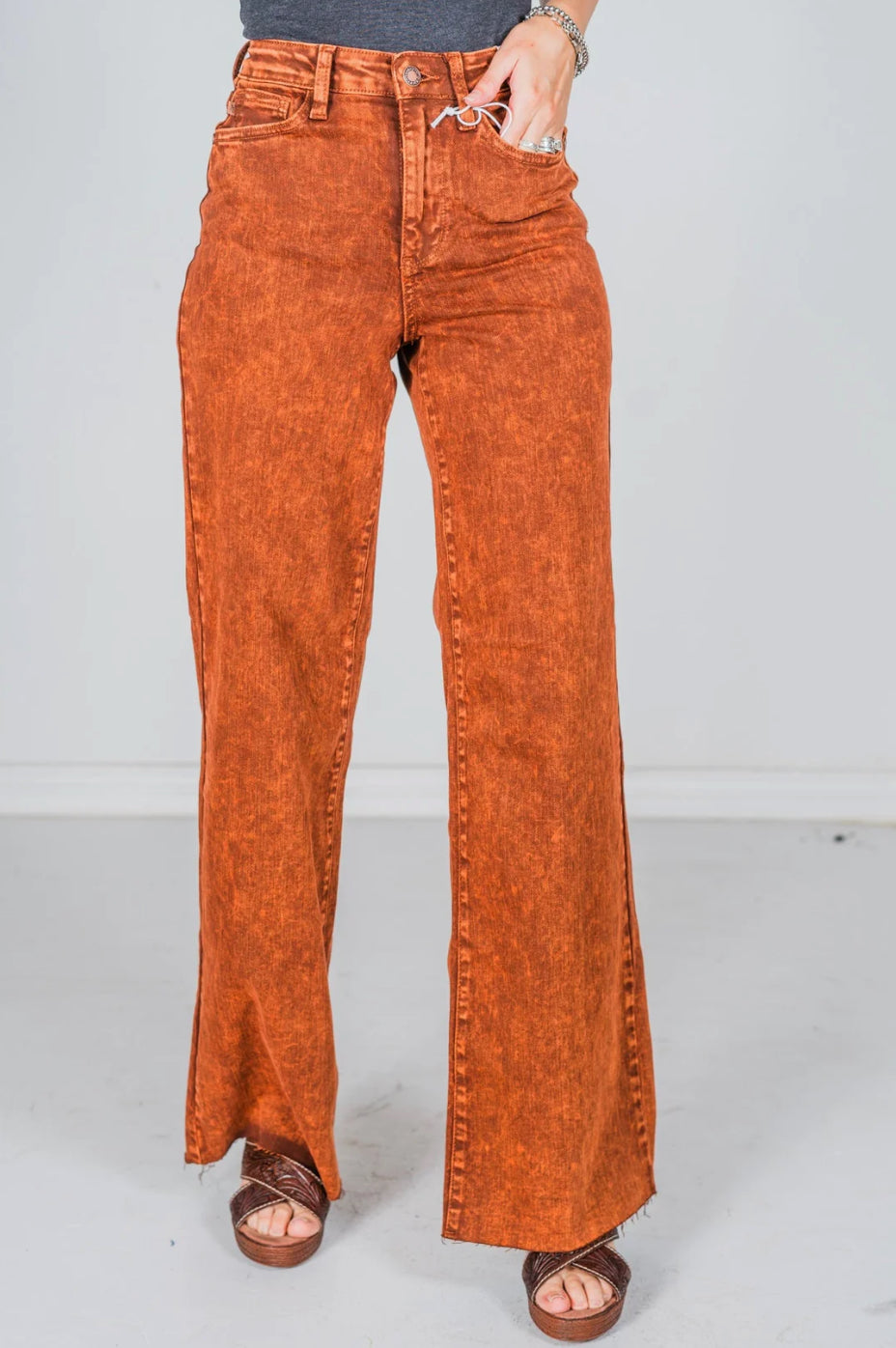 Judy Blue Pumpkin Spice Raw Hem Retro Jeans