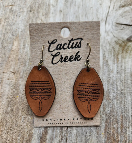 Dallas Handmade Tooled Leather Western Earrings