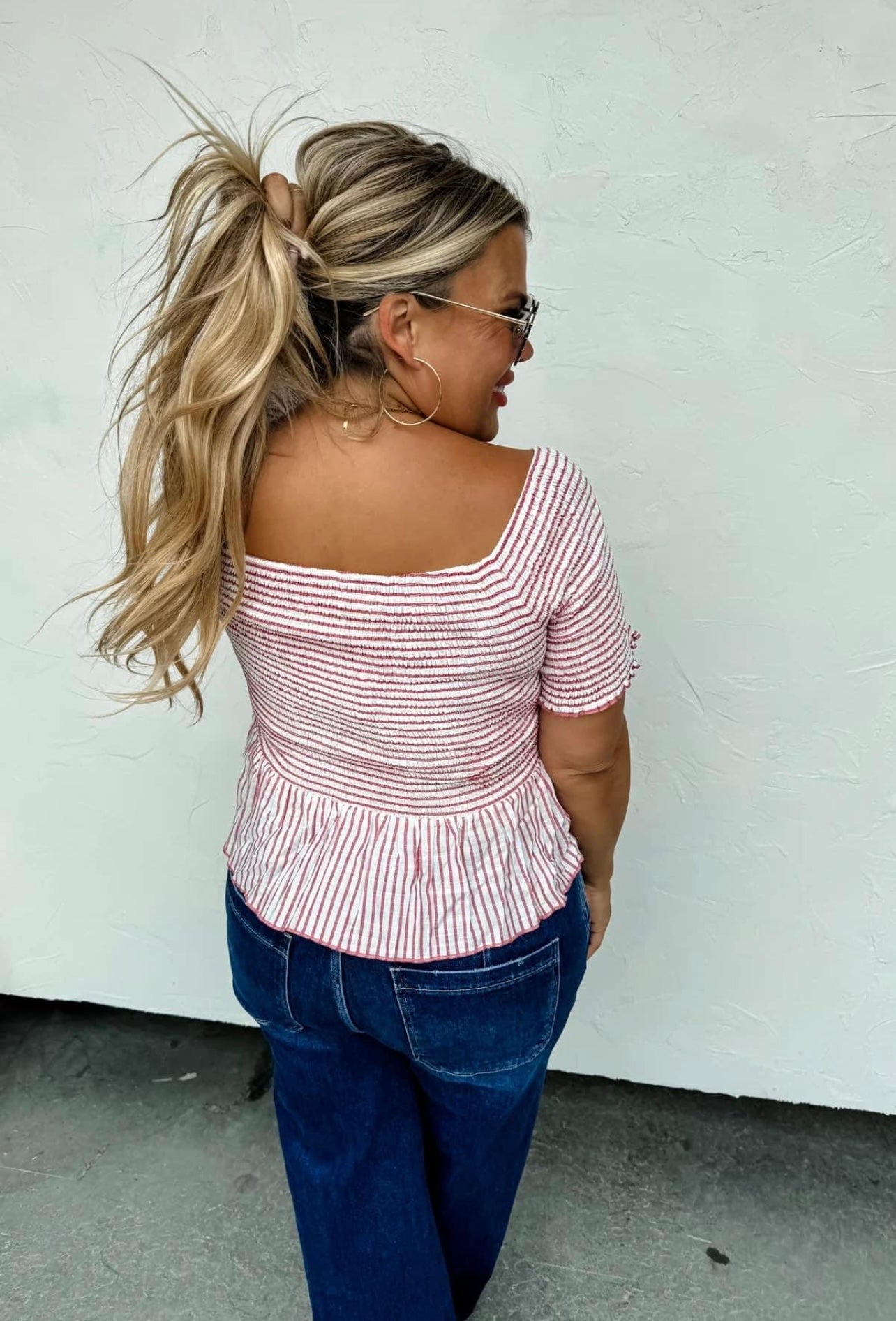 Essie Stripe Smocked Top