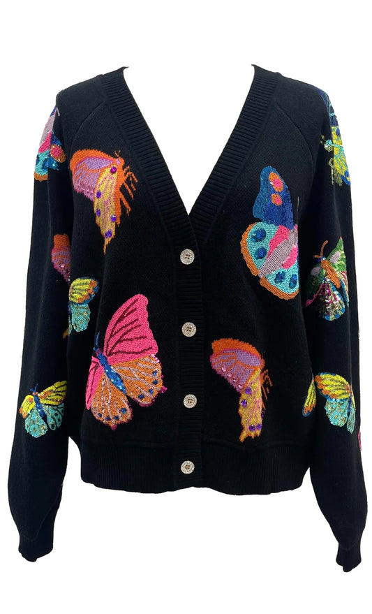 Black Big Butterfly Cardigan