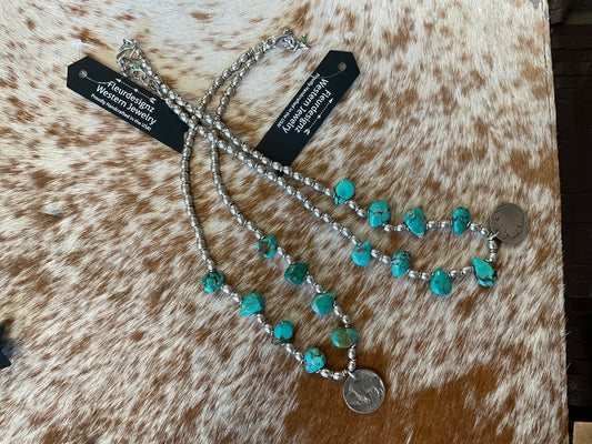 Buffalo Nickel Turquoise Choker