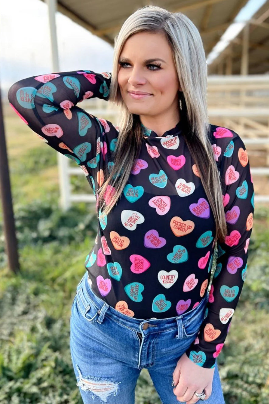 Cowboy Sweetheart Mesh Top