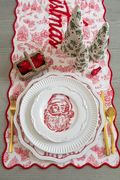 Santa Toile Dessert Plate