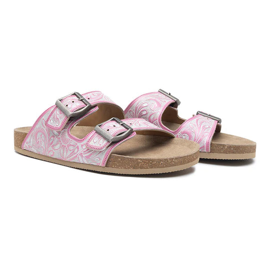 Blossom Glimmer Hand Tooled Sandals