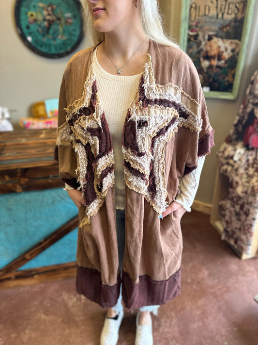 Oil & Hali Brown Star Cardigan