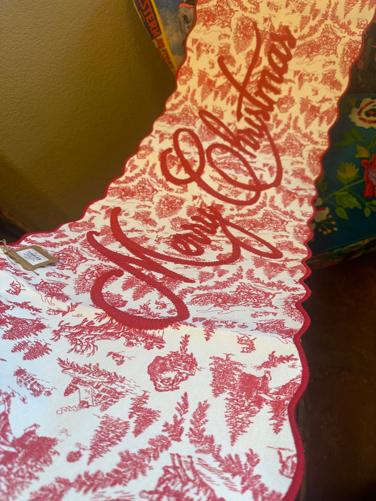 Christmas Toile Table Runner