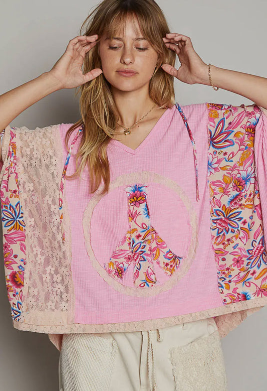 Floral Peace Patch Top