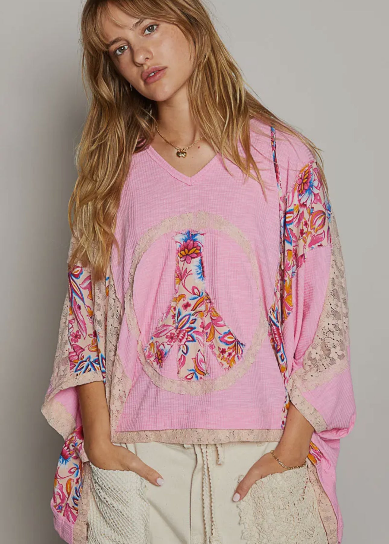 Floral Peace Patch Top