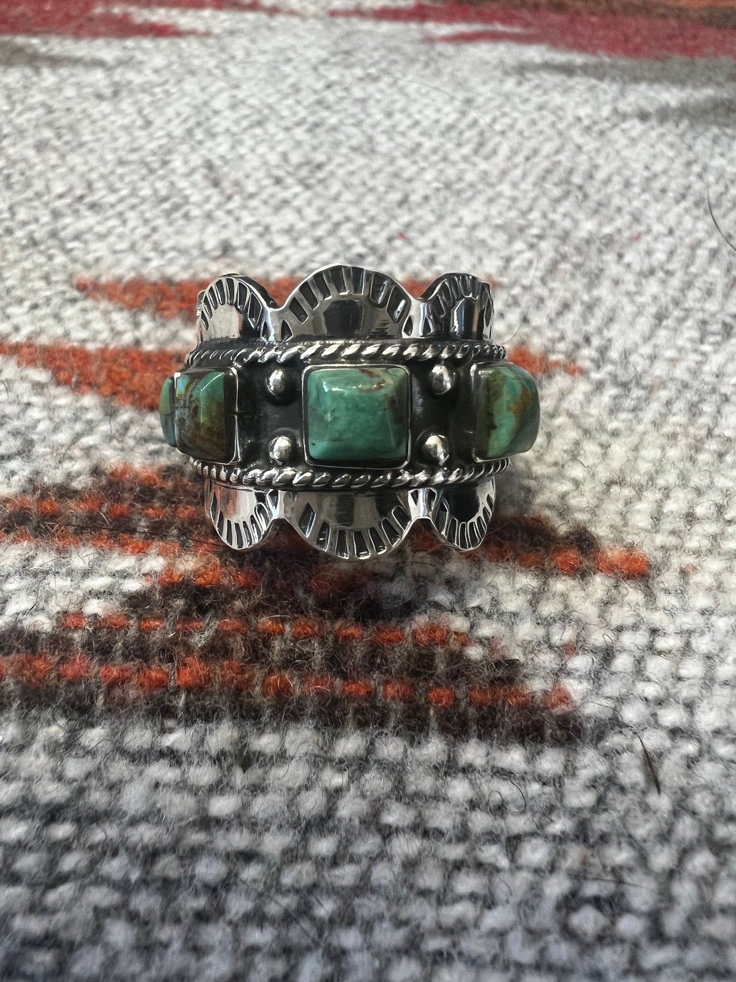 Square Scalloped Stamped Ring