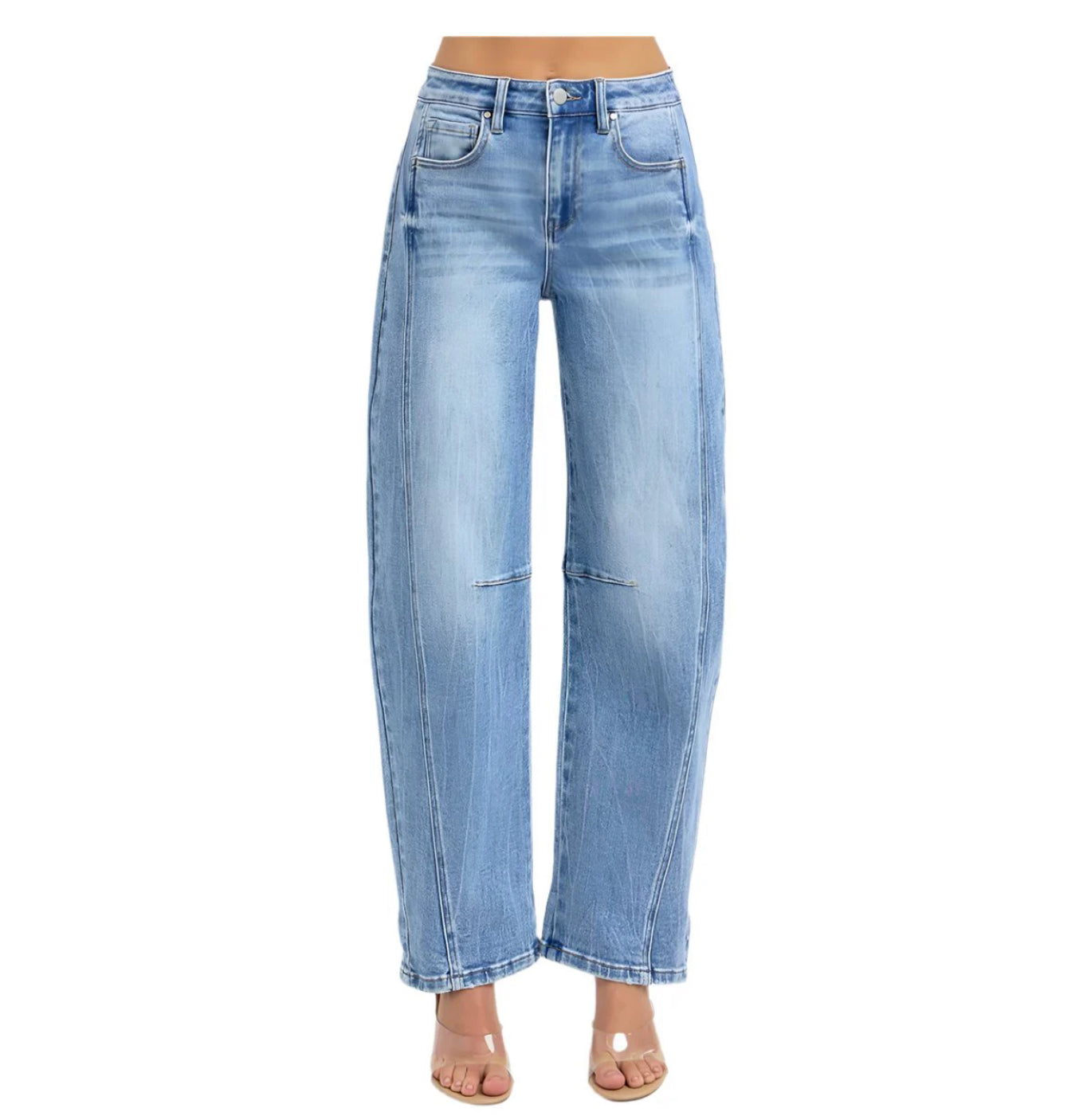 Risen High Rise Boyfriend - Cuffed Barrel Jeans