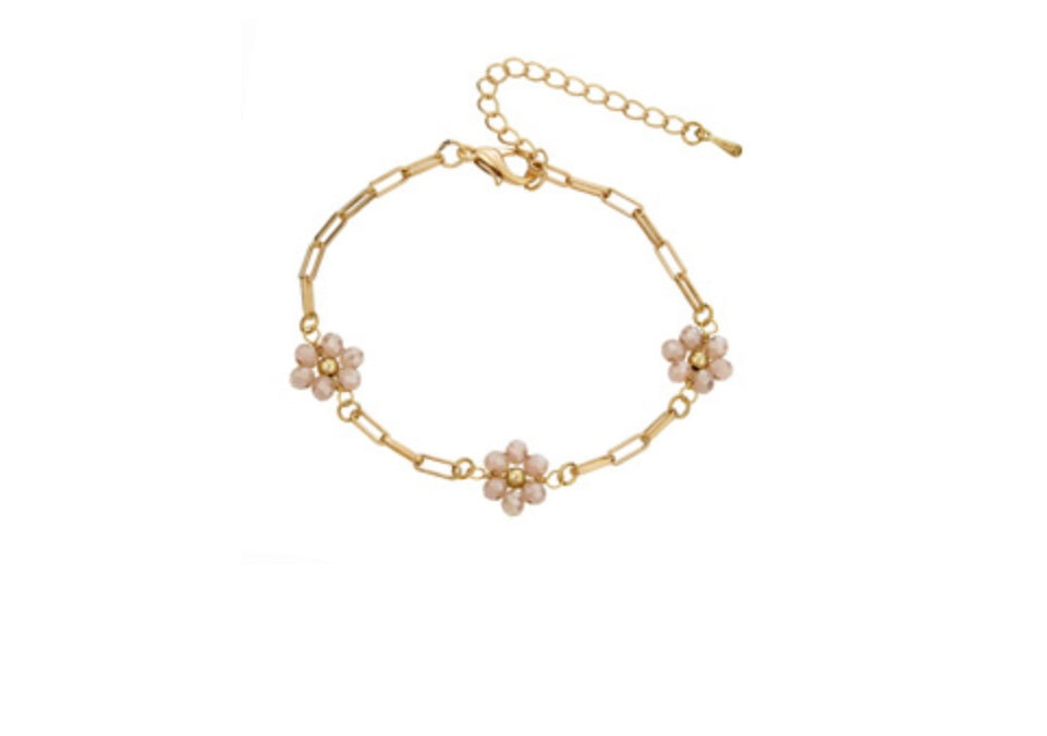 Dainty Beaded Flower Bracelet