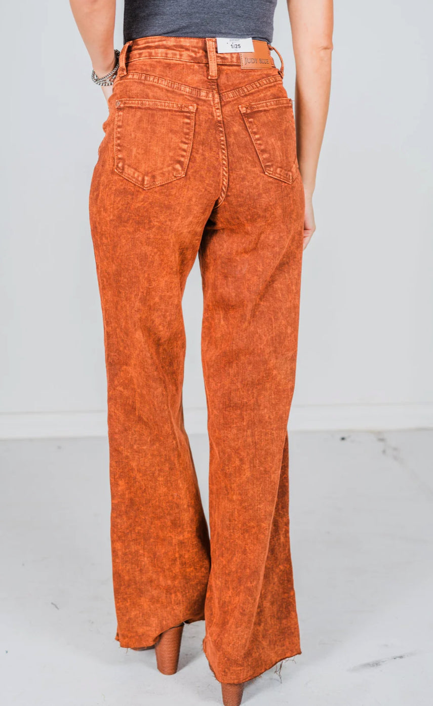 Judy Blue Pumpkin Spice Raw Hem Retro Jeans