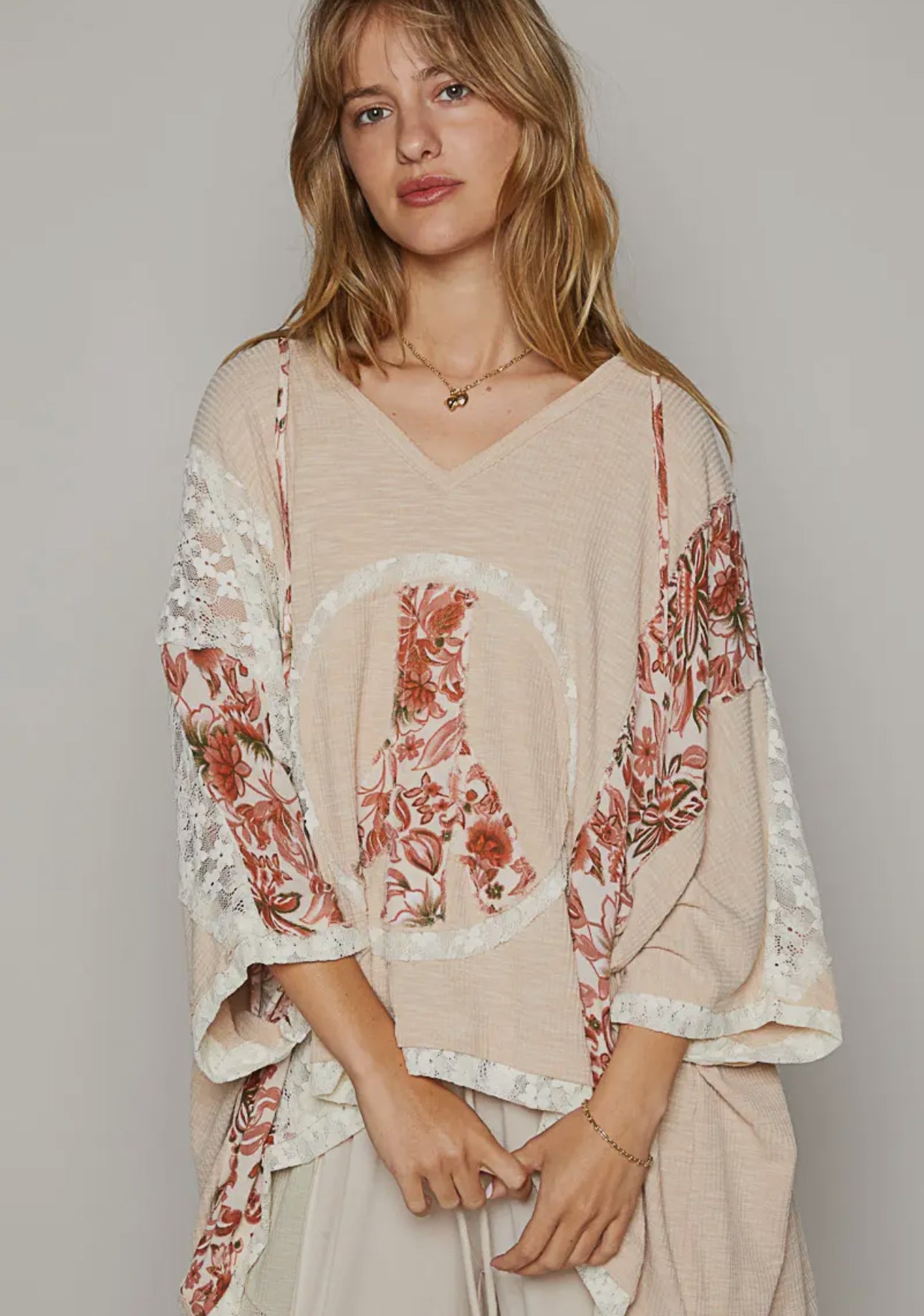 Floral Peace Patch Top