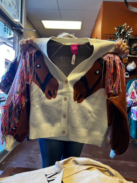 QOS Rainbow Horse Cardigan