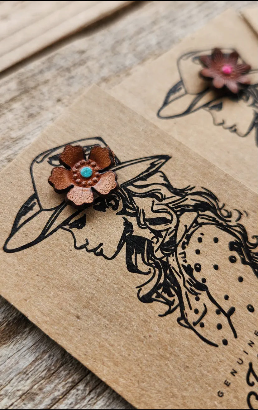 Hat Pin - Genuine Leather Flowers