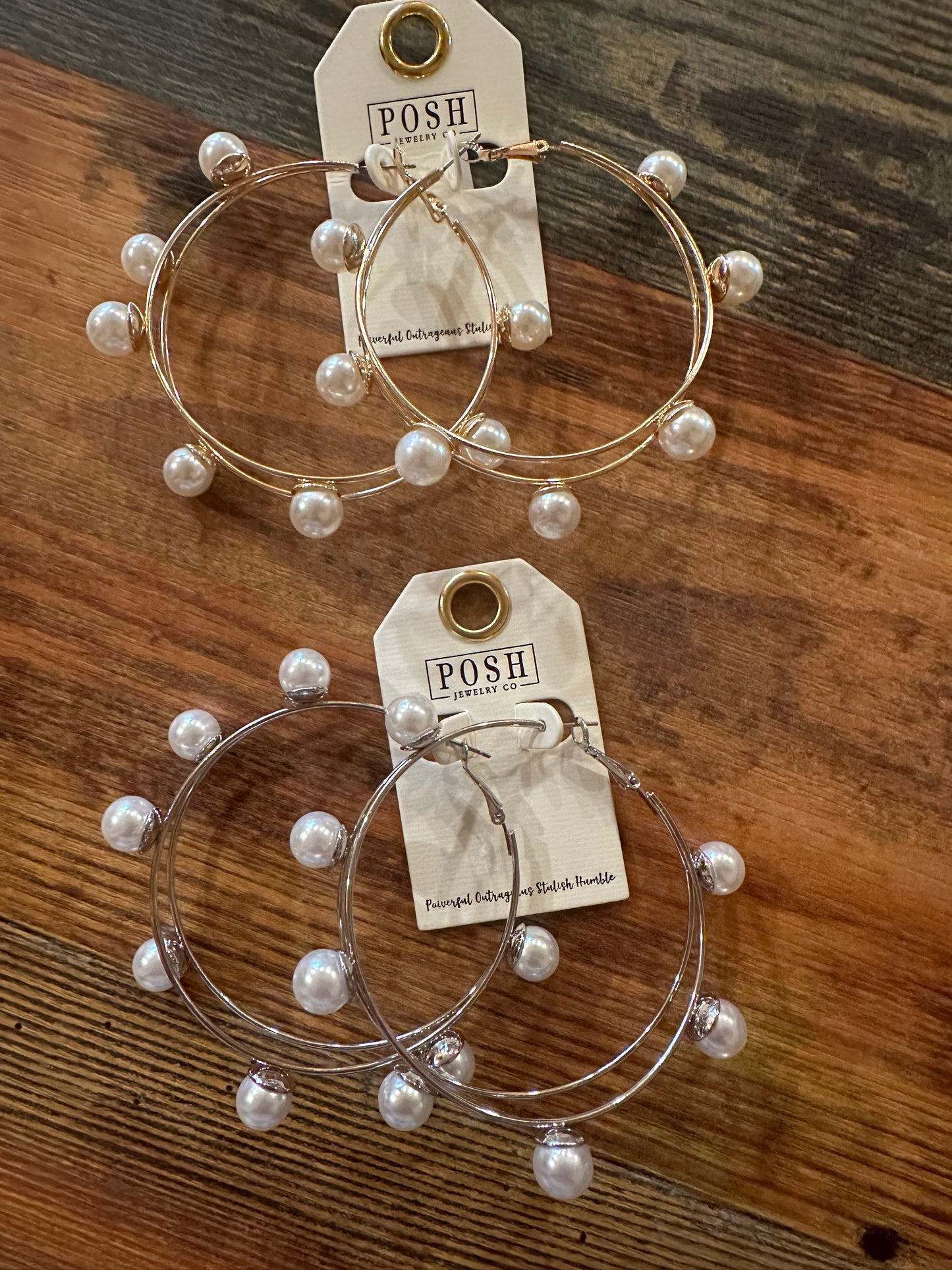 Pearl Bead Hoop Earrings