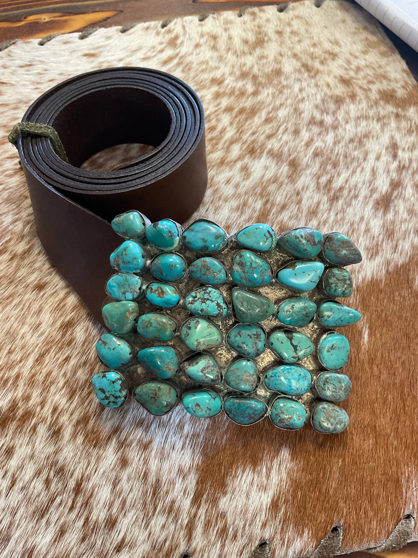 Genuine turquoise belt buckle