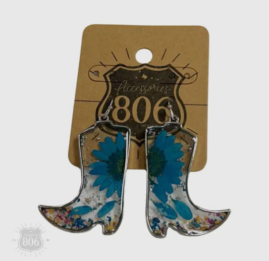 Pressed Flower Boot Earrings