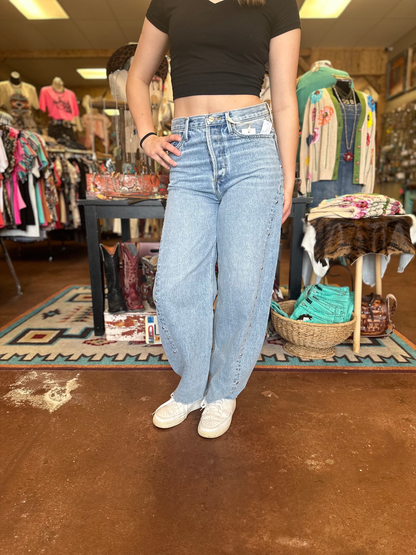 Driftwood Turquoise Barrel Jeans