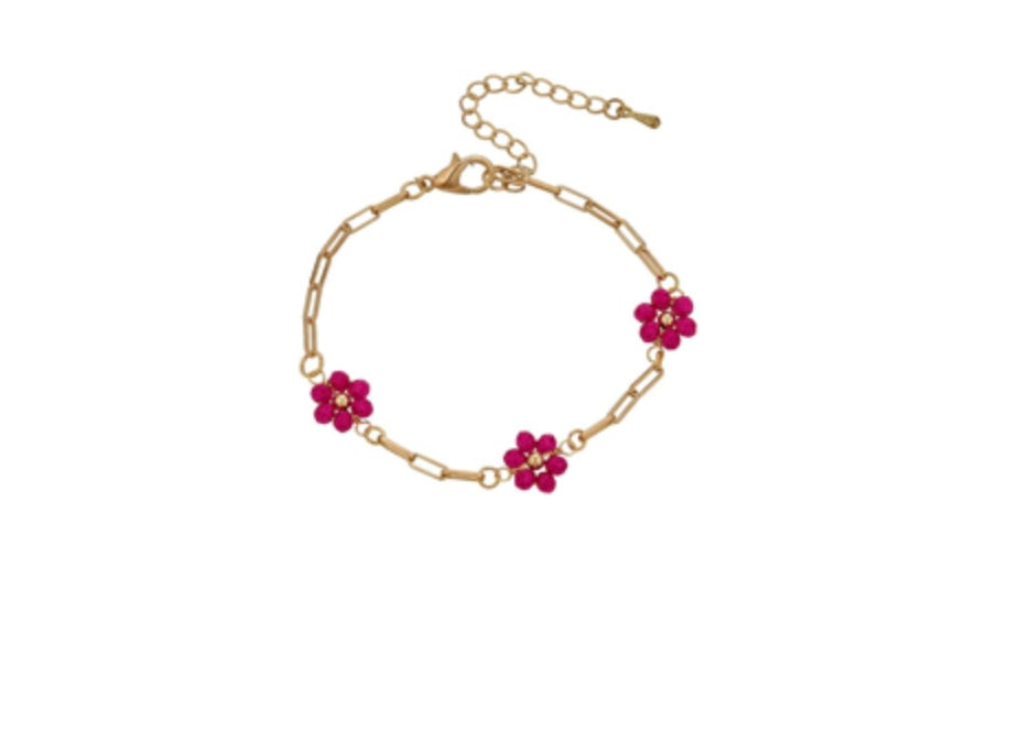 Dainty Beaded Flower Bracelet