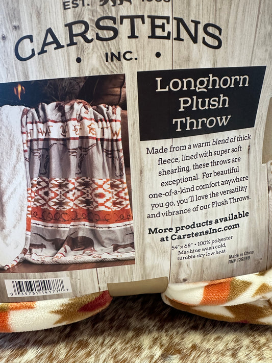 Longhorn Plush Sherpa Throw