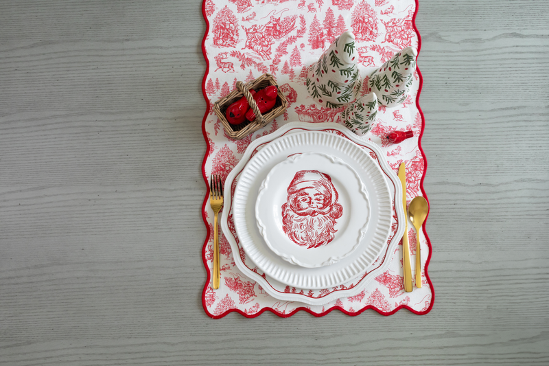 Santa Toile Dessert Plate