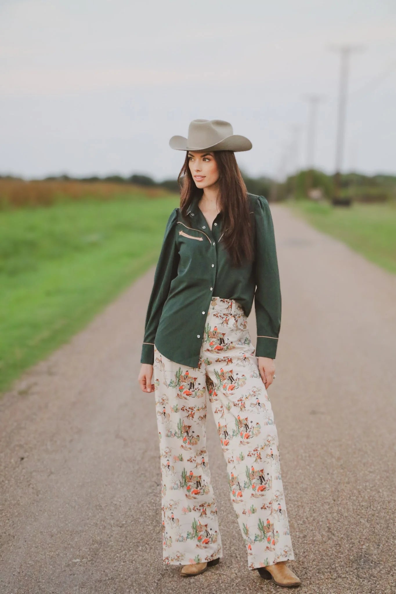 Long Sleeve Puff Pearl Snap