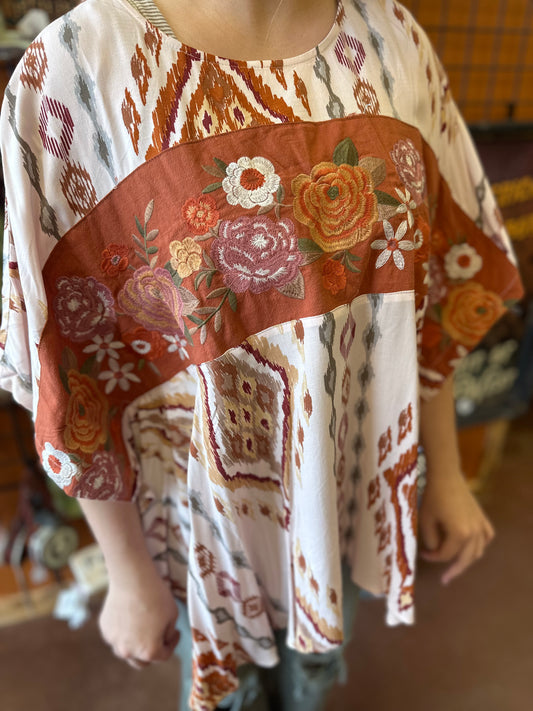 Savanna Jane Embroidered Floral in Burnt Orange