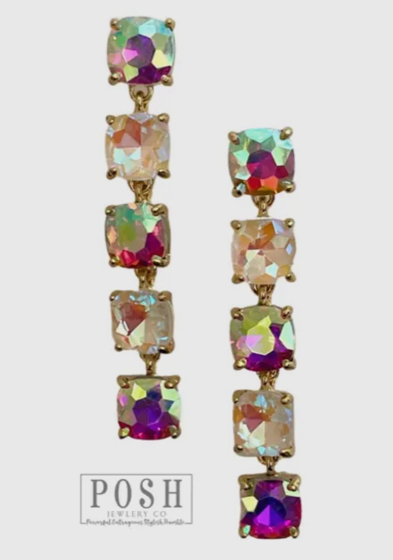 Square Rhinestone Drop Earring