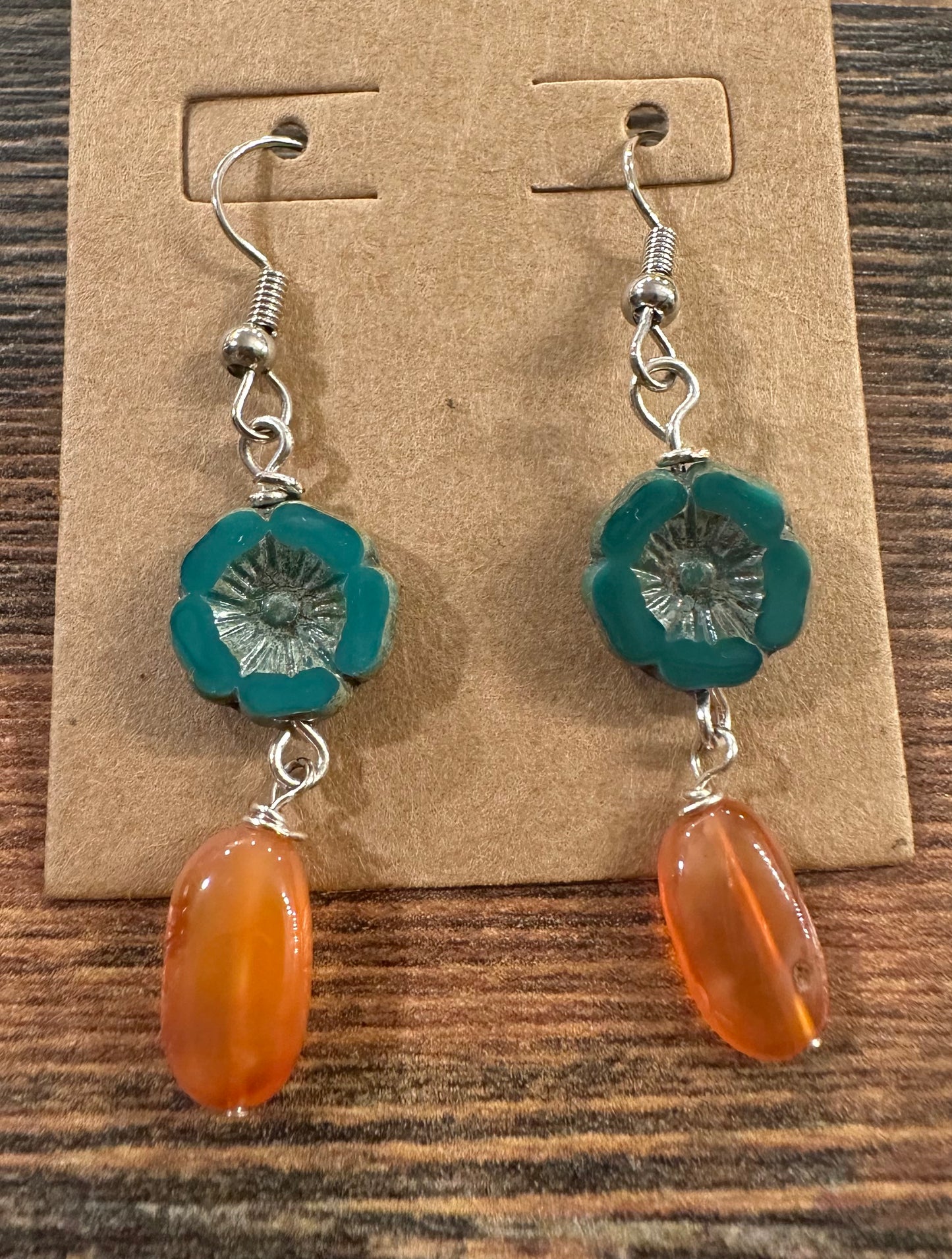 Floral & Orange Earrings