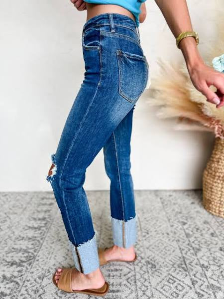 High Rise Wide Cuff Jeans