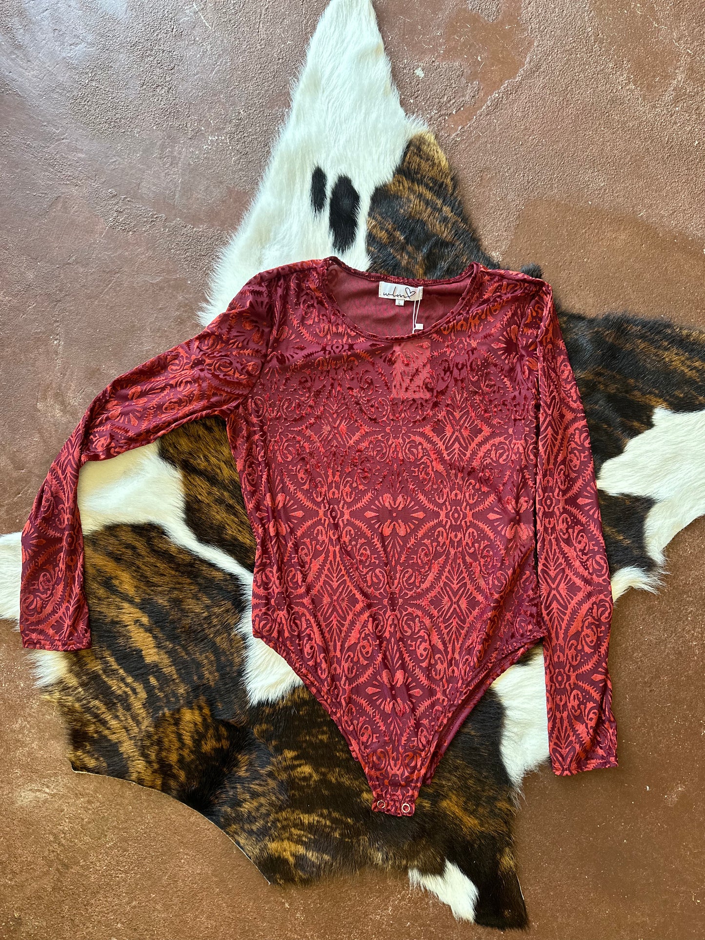 Raised Velvet Mesh Bodysuit