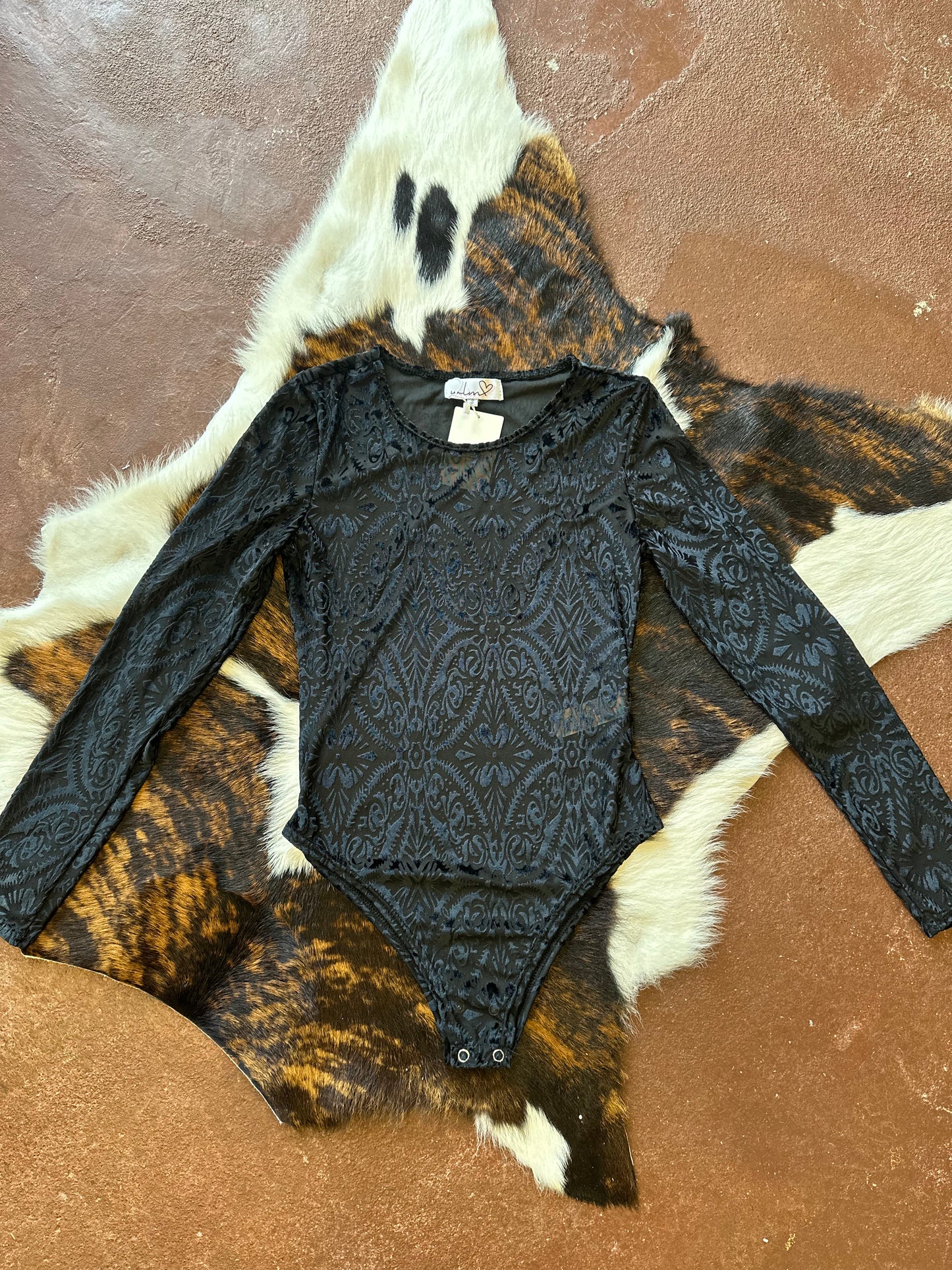 Raised Velvet Mesh Bodysuit