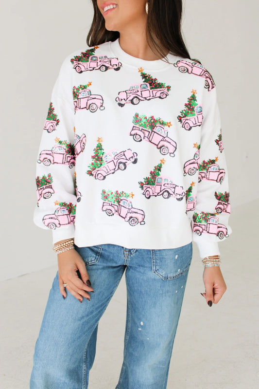 Trucks w Christmas Trees Sweatshirt