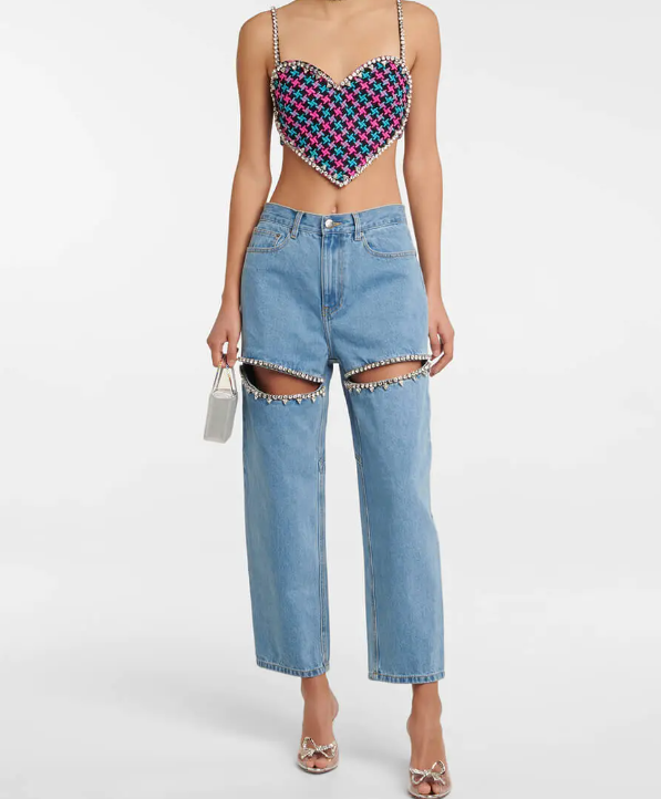 Rhinestone Heart Jeans